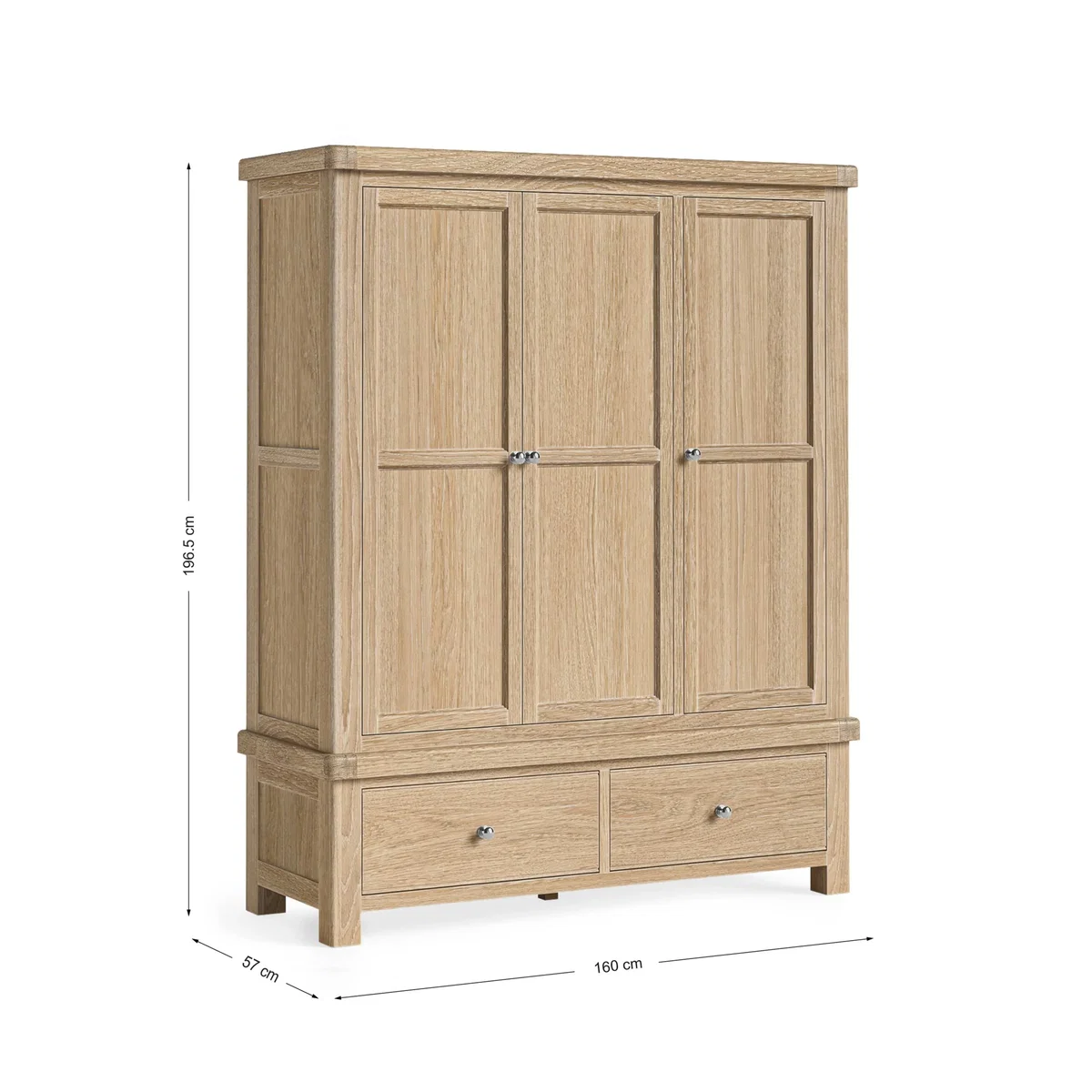 Corndell Normandy White Wash Triple Wardrobe Natural – image 6