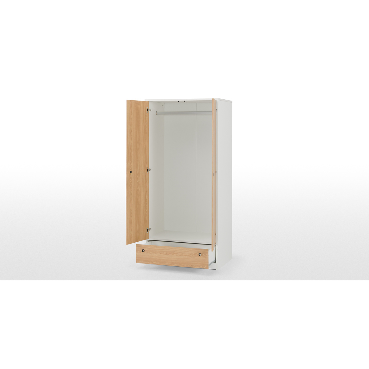MADE Essentials Tyas Double Wardrobe, White and Oak Effect – image 3