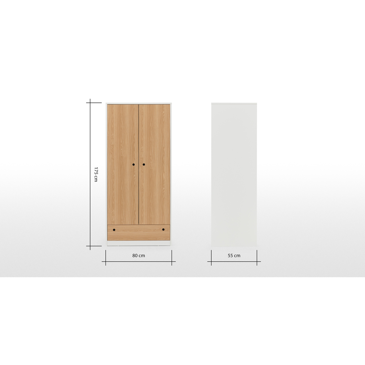 MADE Essentials Tyas Double Wardrobe, White and Oak Effect – image 5