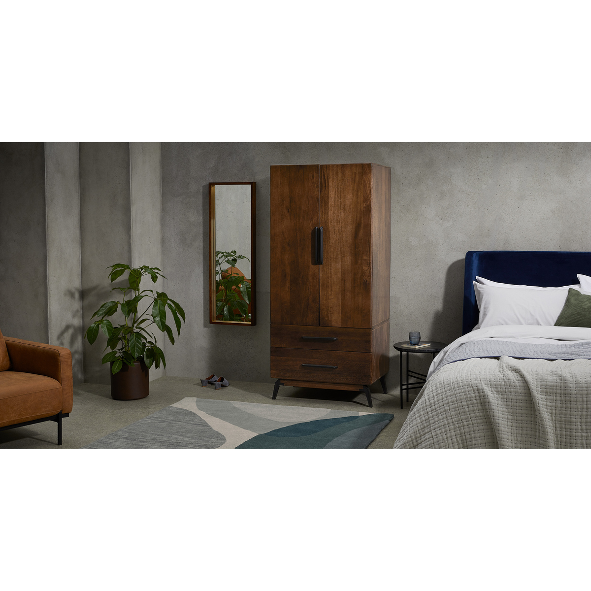 Lucien 2 Door Wardrobe, Mango Wood – image 3