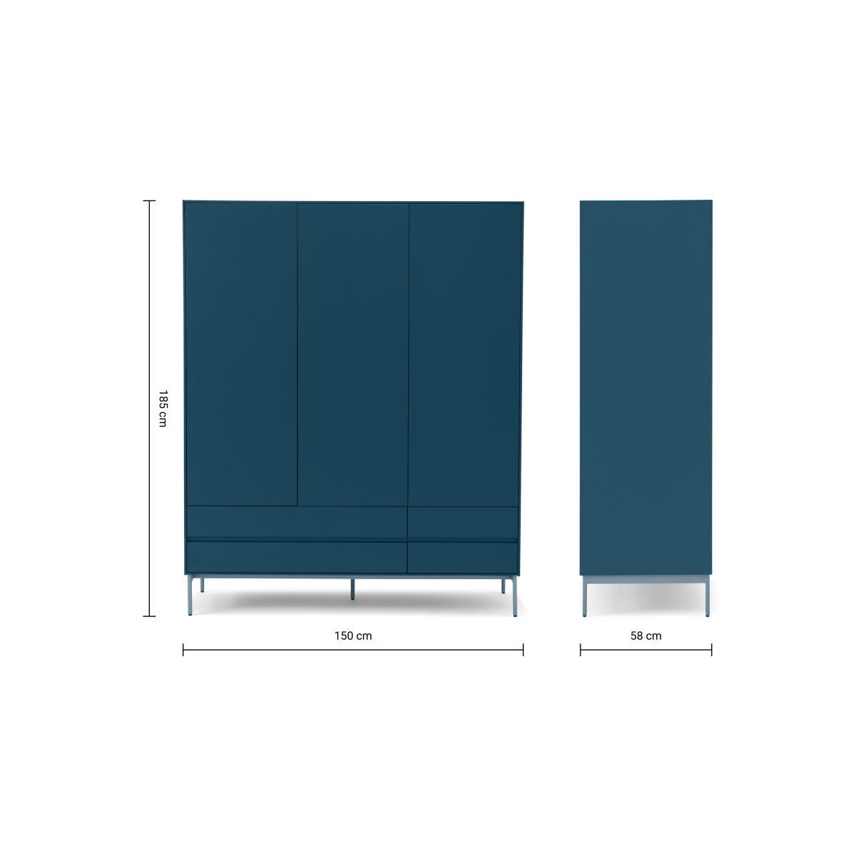 Donica Triple Wardrobe, Sapphire Blue – image 10