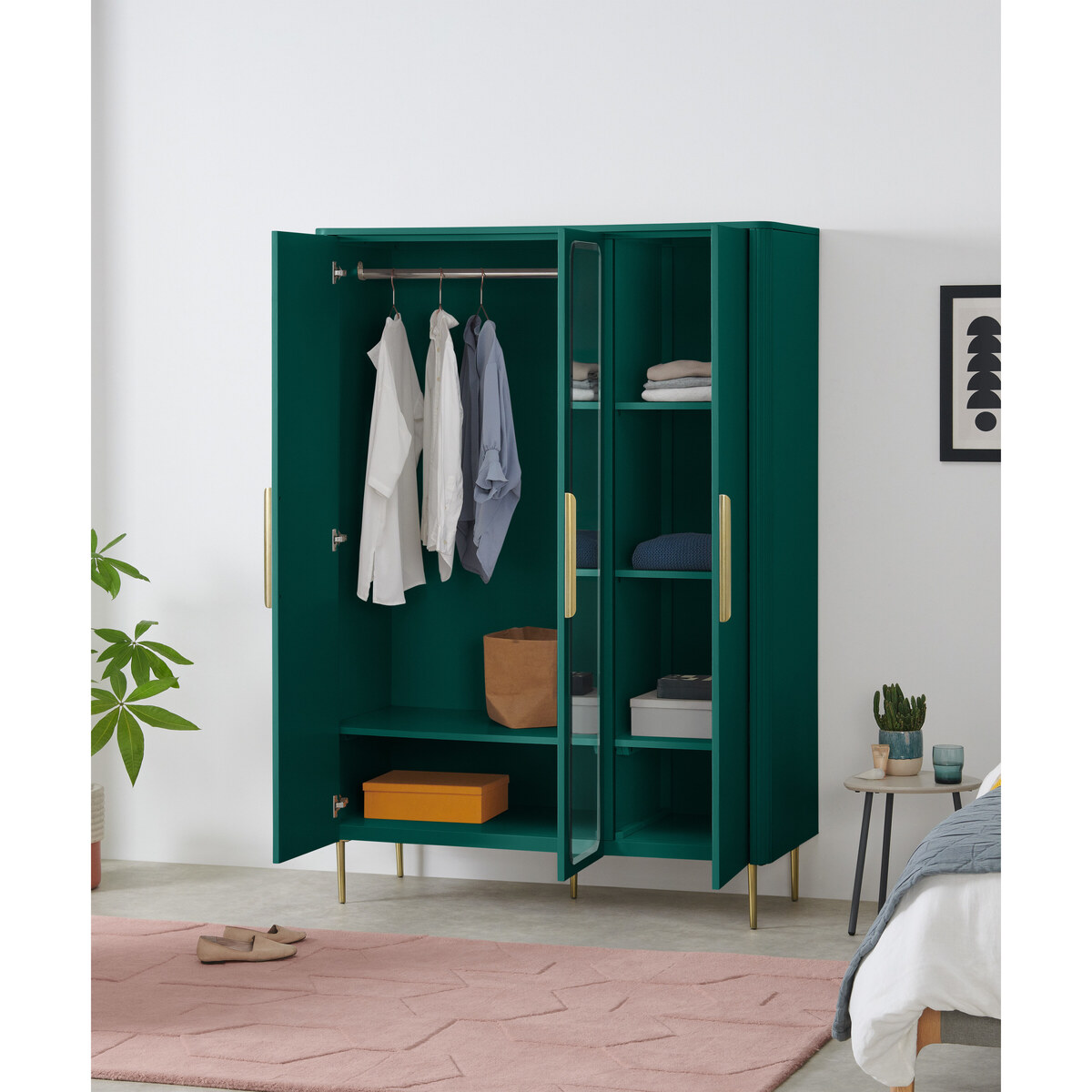 Ebro Triple Wardrobe, Peacock Green – image 3