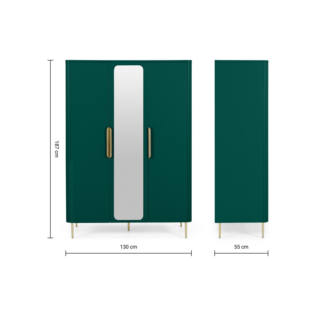 Ebro Triple Wardrobe, Peacock Green – image 7