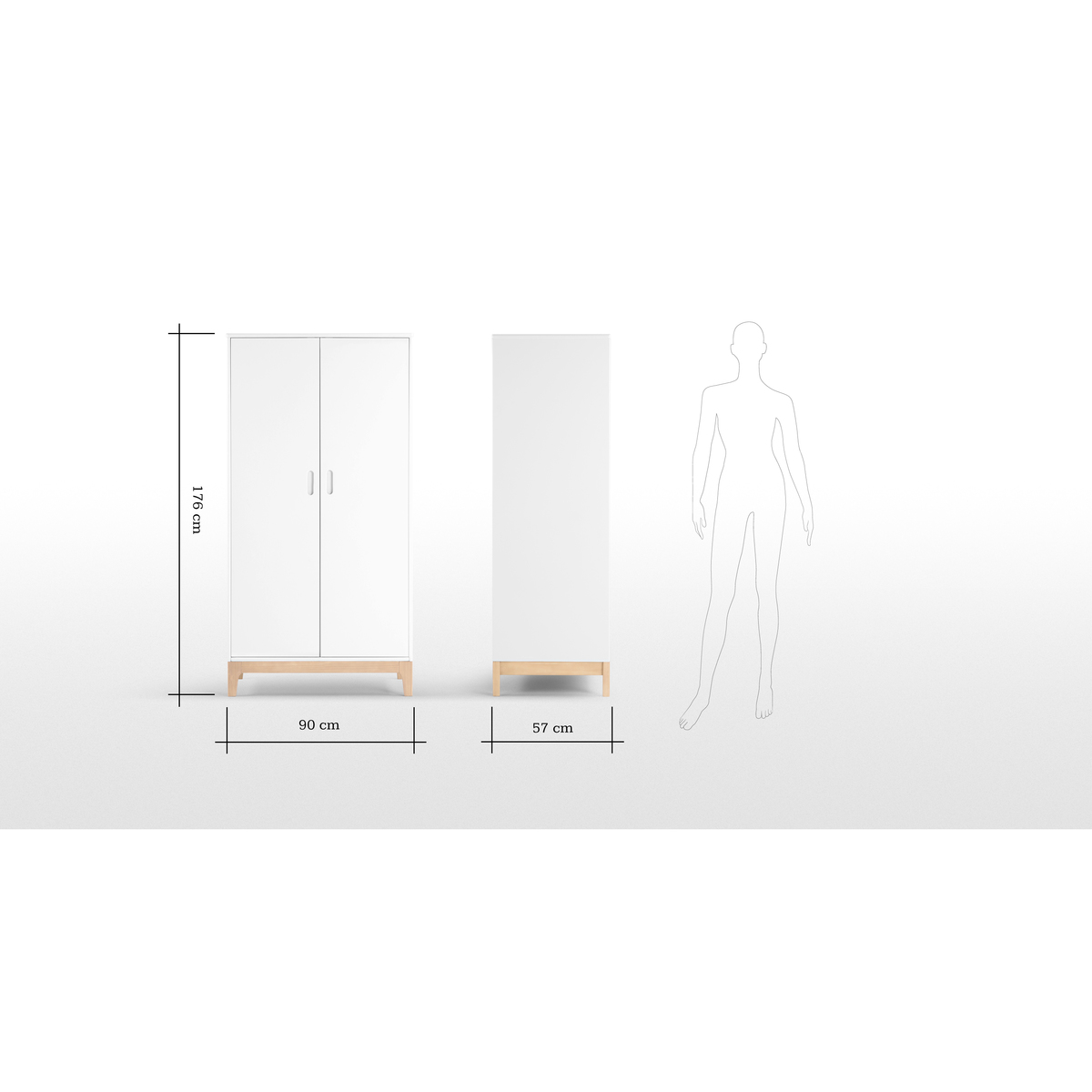 Linus Wardrobe, Pine and White – image 10