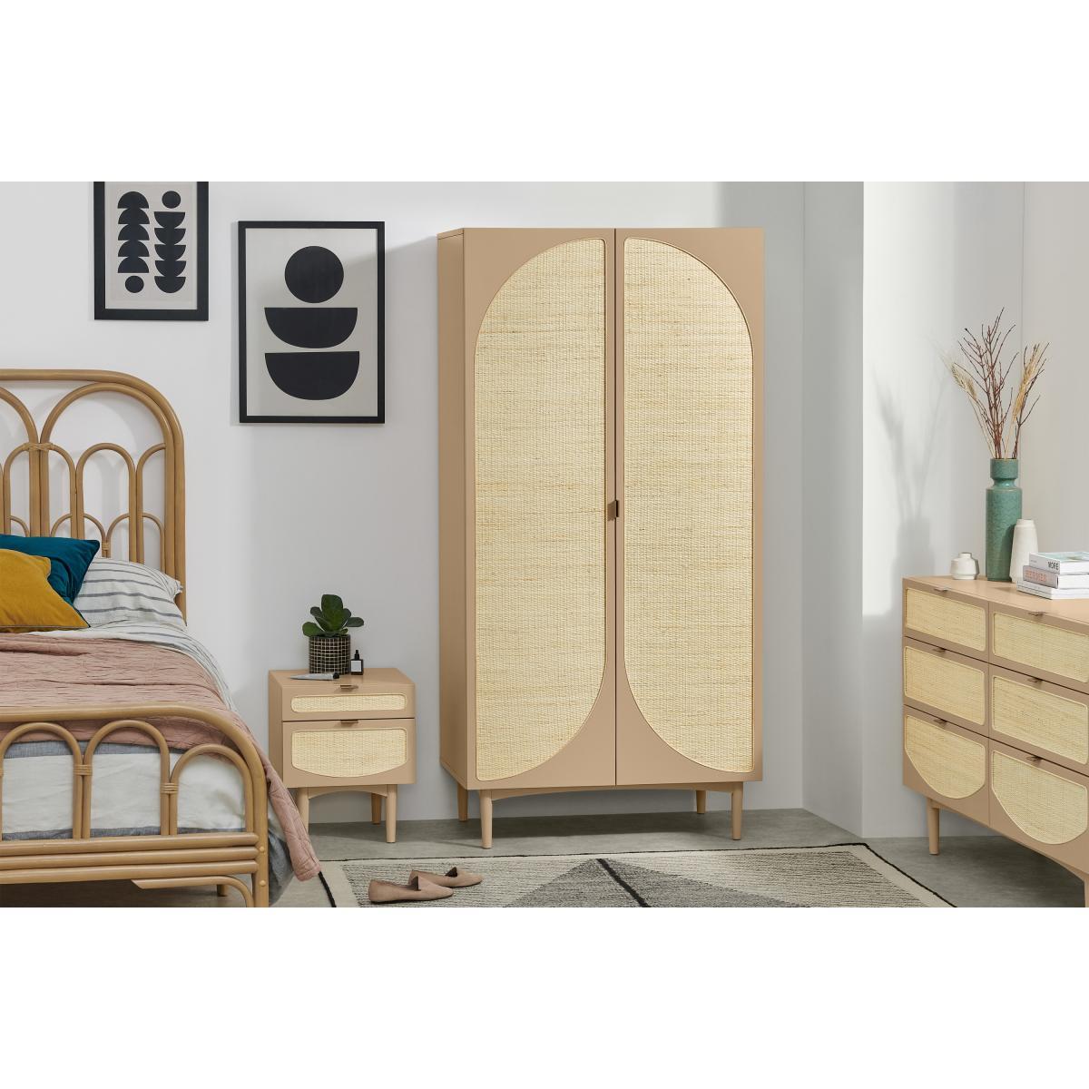 Emmi Double Wardrobe, Light Caramel & Rattan – image 4