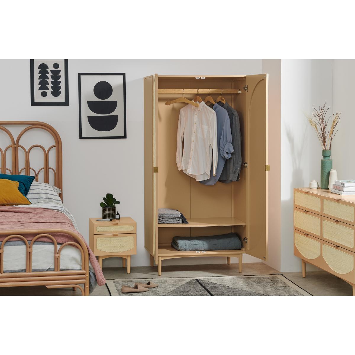 Emmi Double Wardrobe, Light Caramel & Rattan – image 5