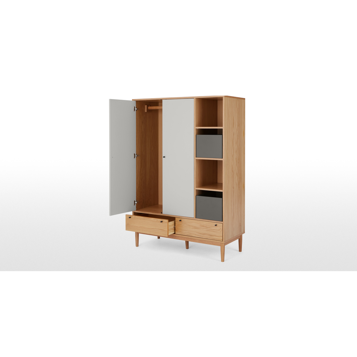 Campton Triple Wardrobe, Oak & Grey – image 6