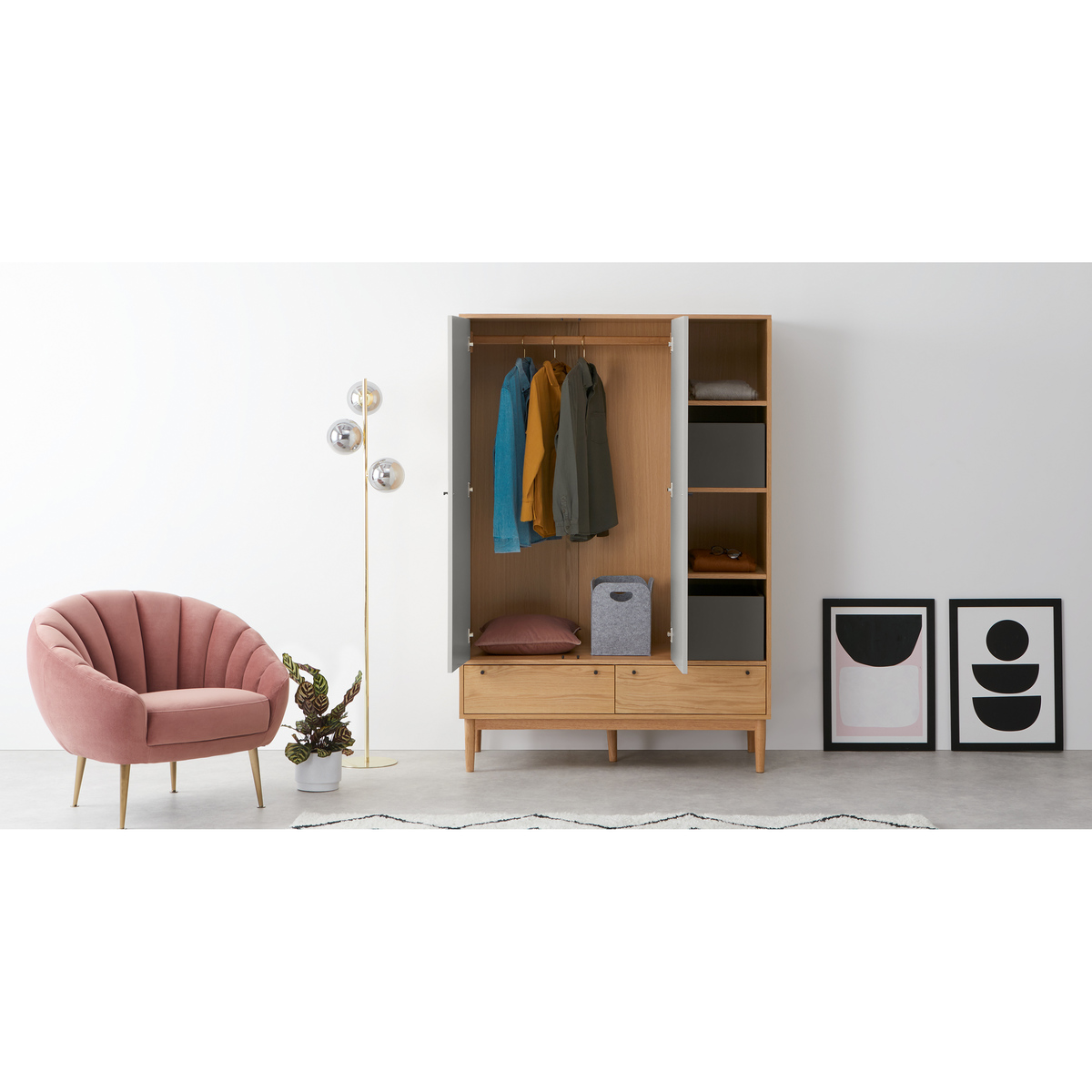 Campton Triple Wardrobe, Oak & Grey – image 8