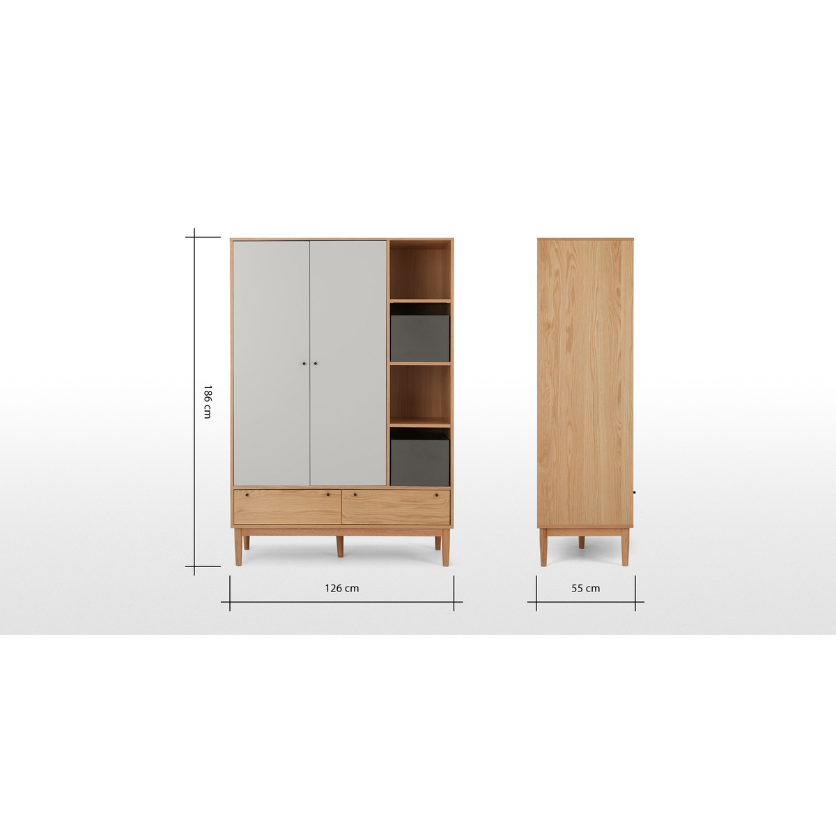 Campton Triple Wardrobe, Oak & Grey – image 10