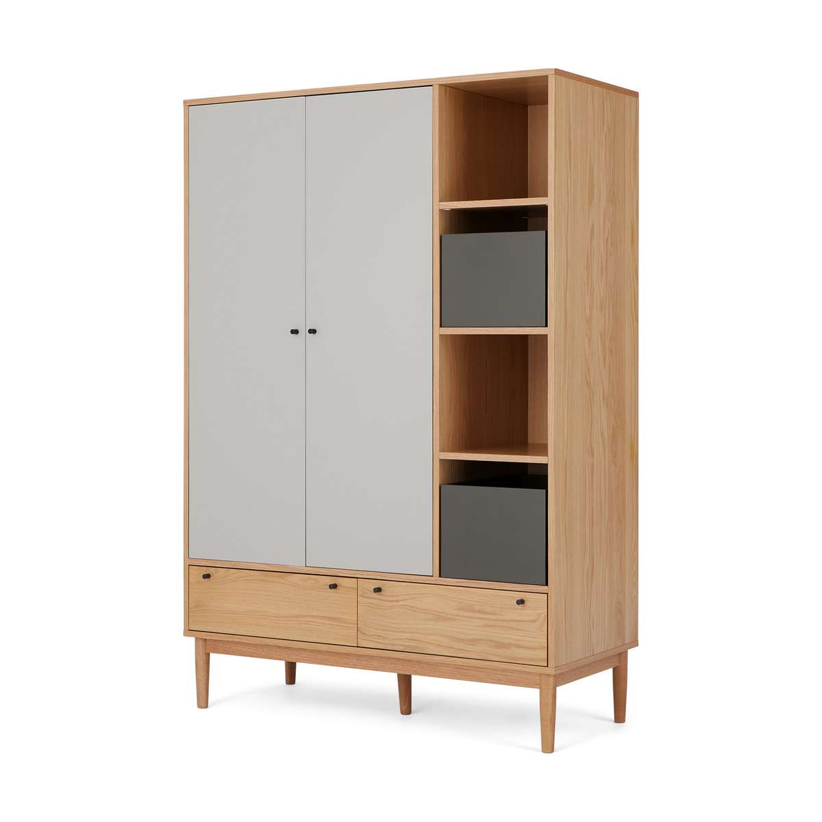Campton Triple Wardrobe, Oak & Grey – image 2