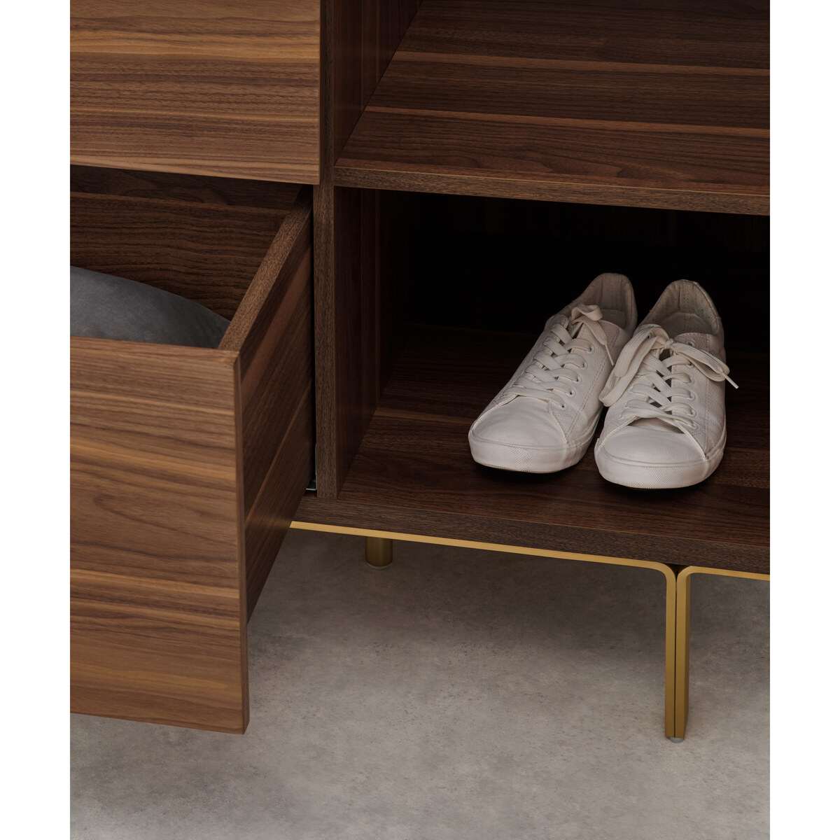 Keaton Triple Wardrobe, Walnut & Brass – image 4