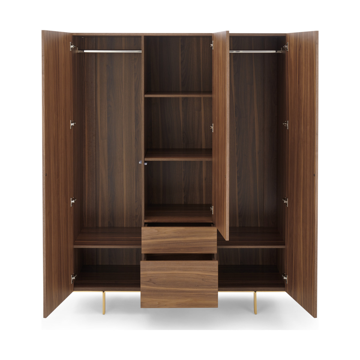 Keaton Triple Wardrobe, Walnut & Brass – image 2