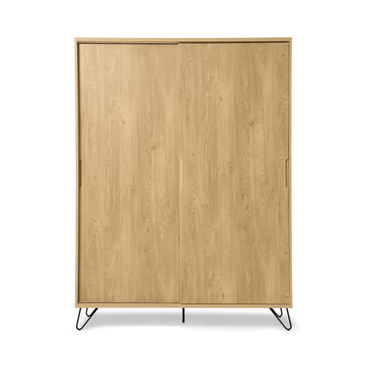 Elona Sliding Wardrobe, Oak Effect & Black – image 2