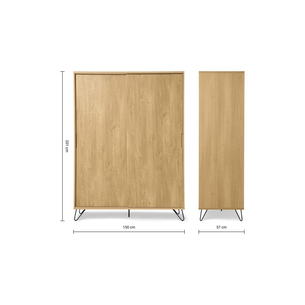 Elona Sliding Wardrobe, Oak Effect & Black – image 11