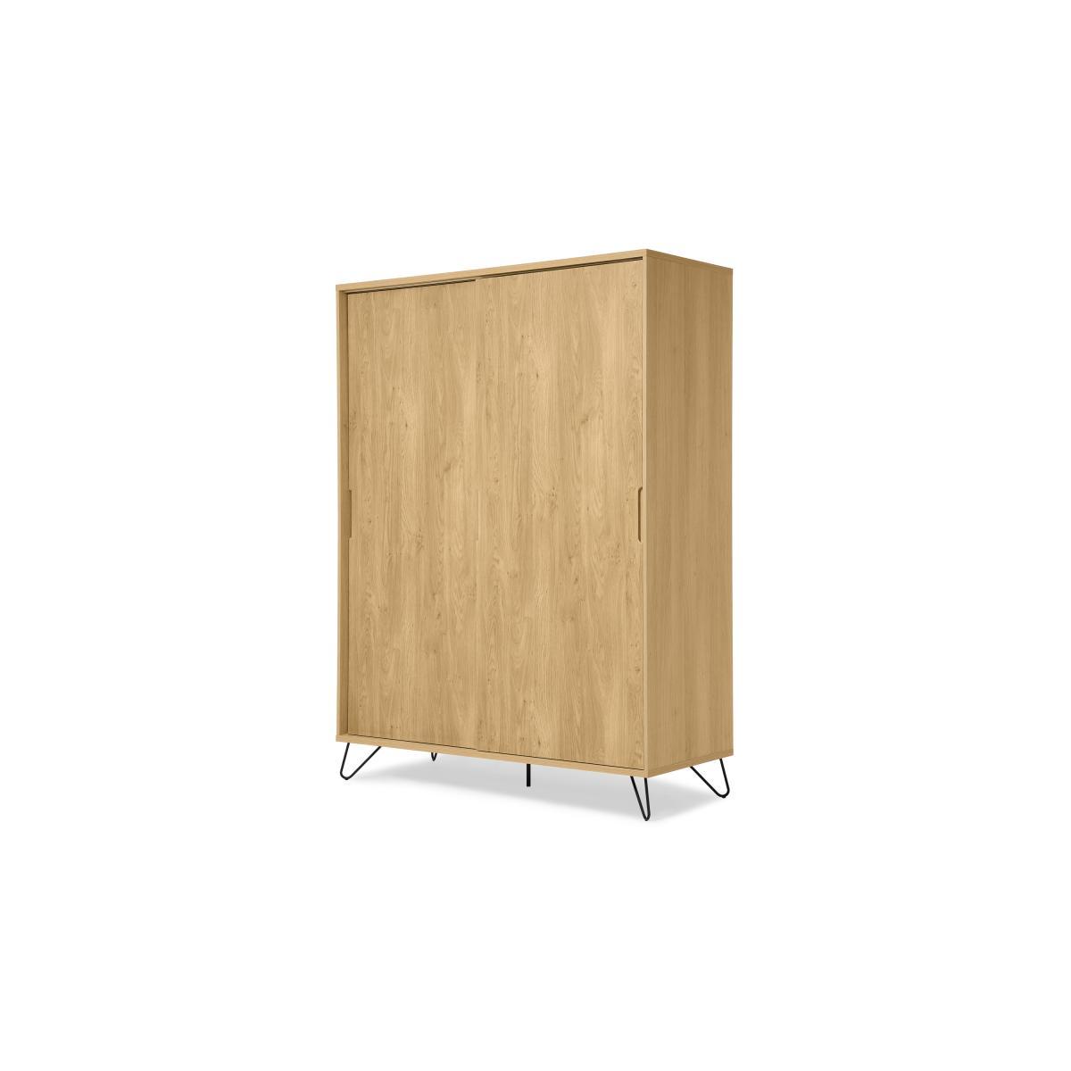 Elona Sliding Wardrobe, Oak Effect & Black – image 3