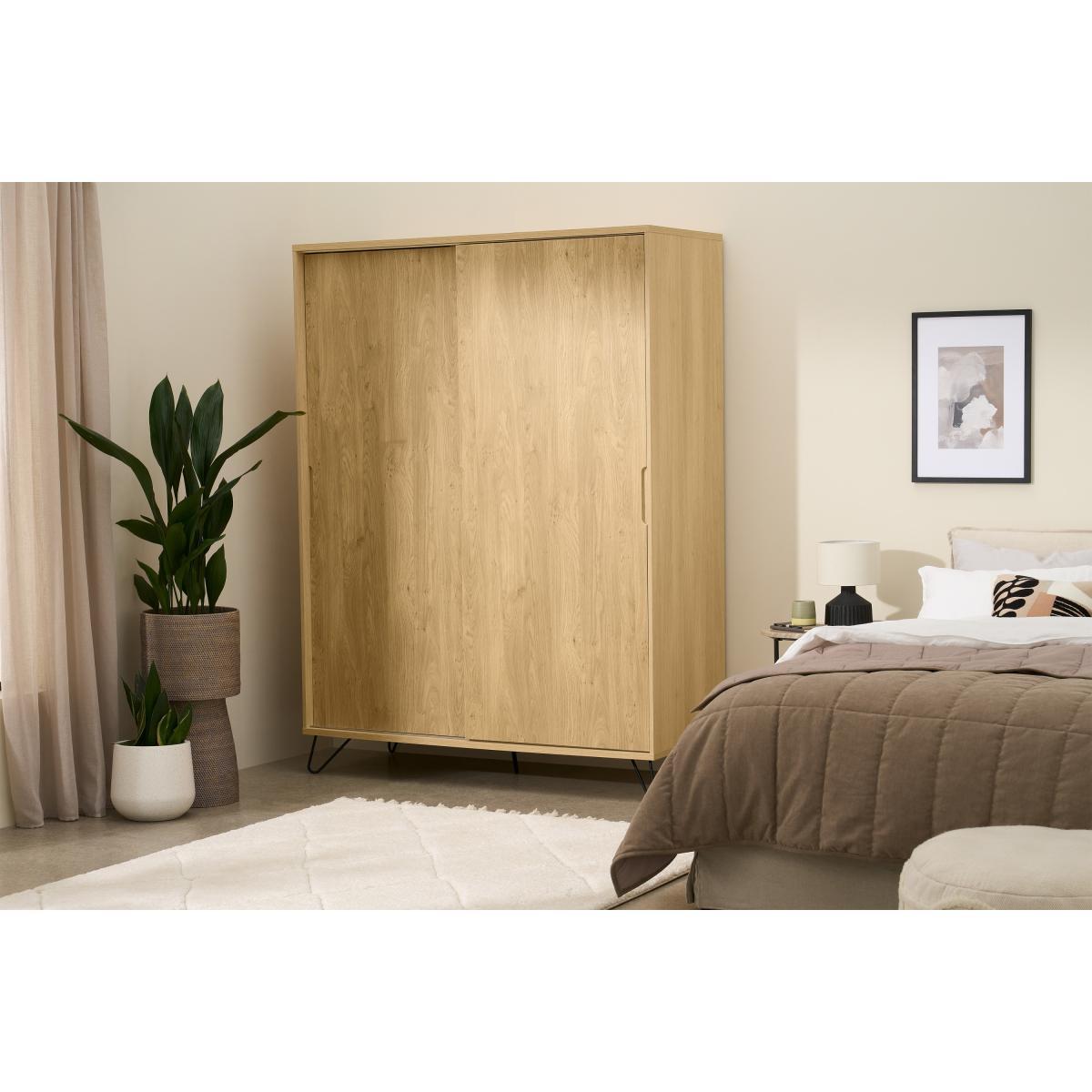 Elona Sliding Wardrobe, Oak Effect & Black – image 4