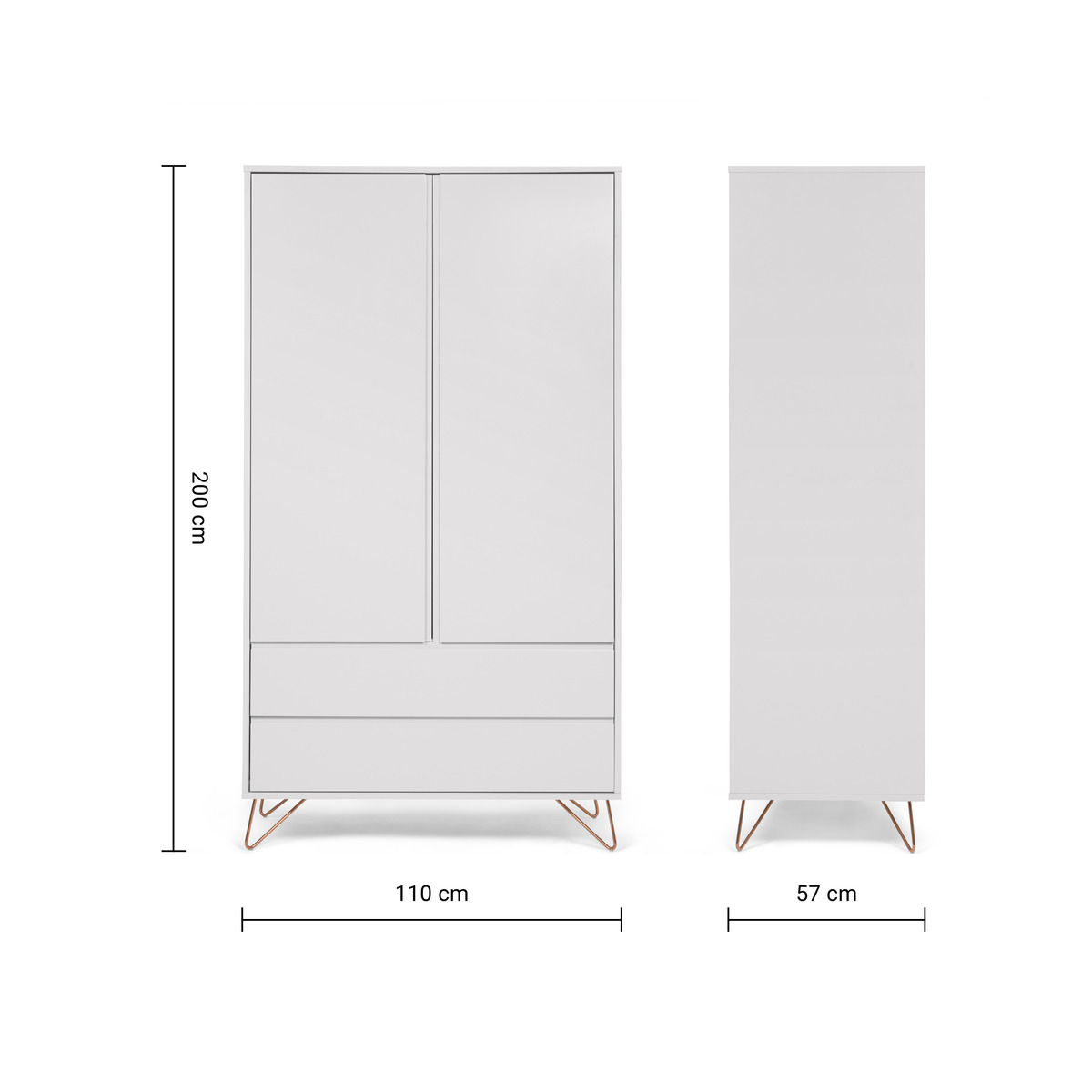 Elona Wardrobe, Grey and Copper – image 7