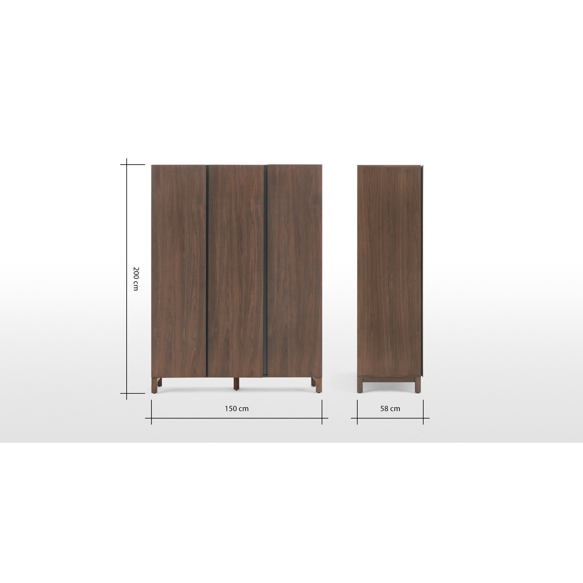 Xander Triple Wardrobe, Walnut – image 4