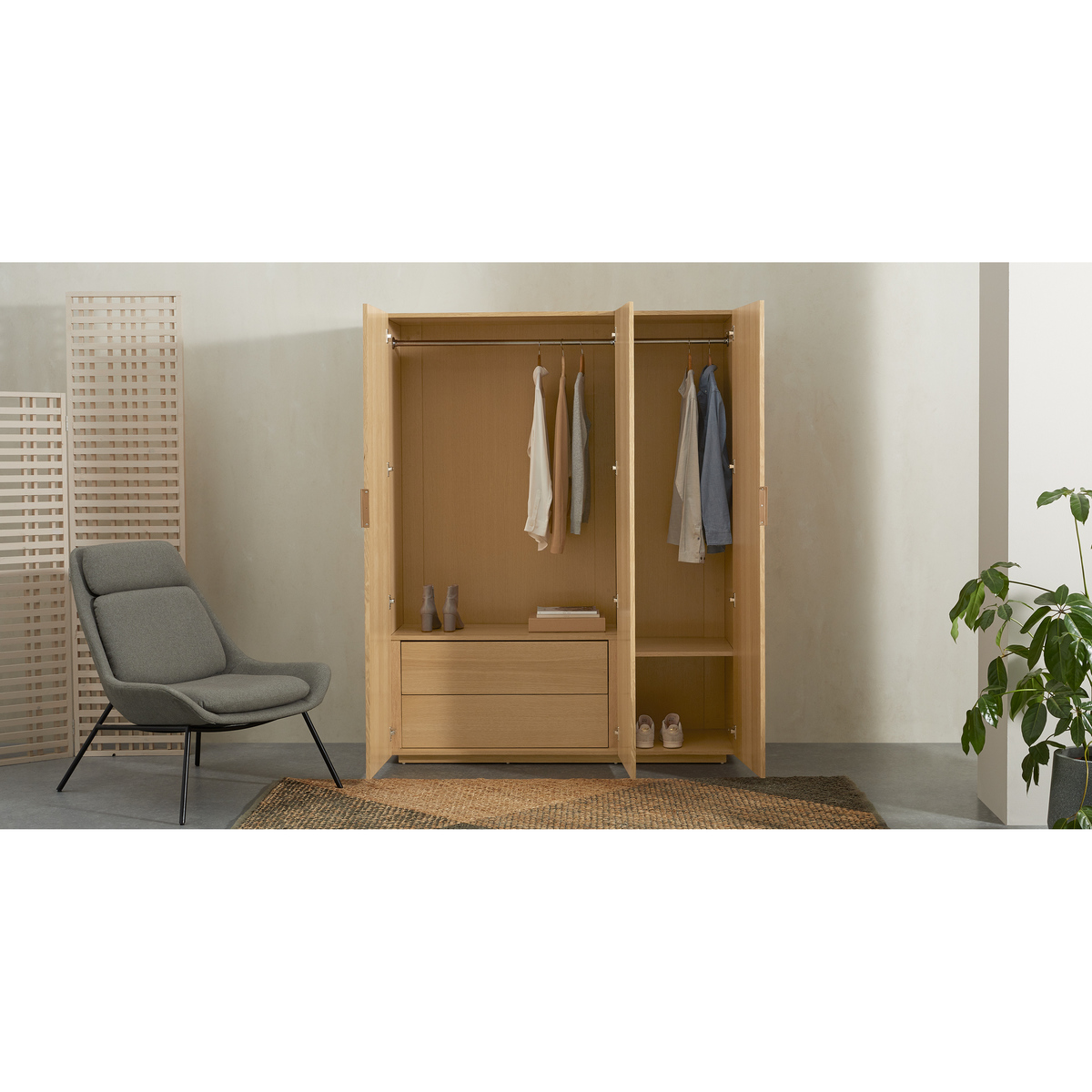 Hazzard Triple Wardrobe, Oak – image 7
