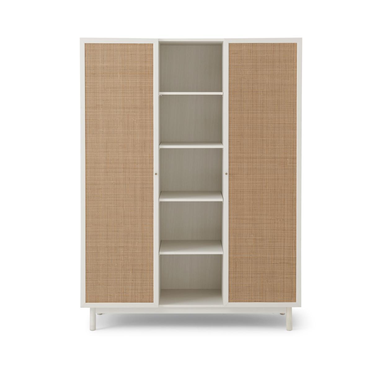 Pavia Triple Wardrobe, Natural Rattan & White Oak Effect – image 2