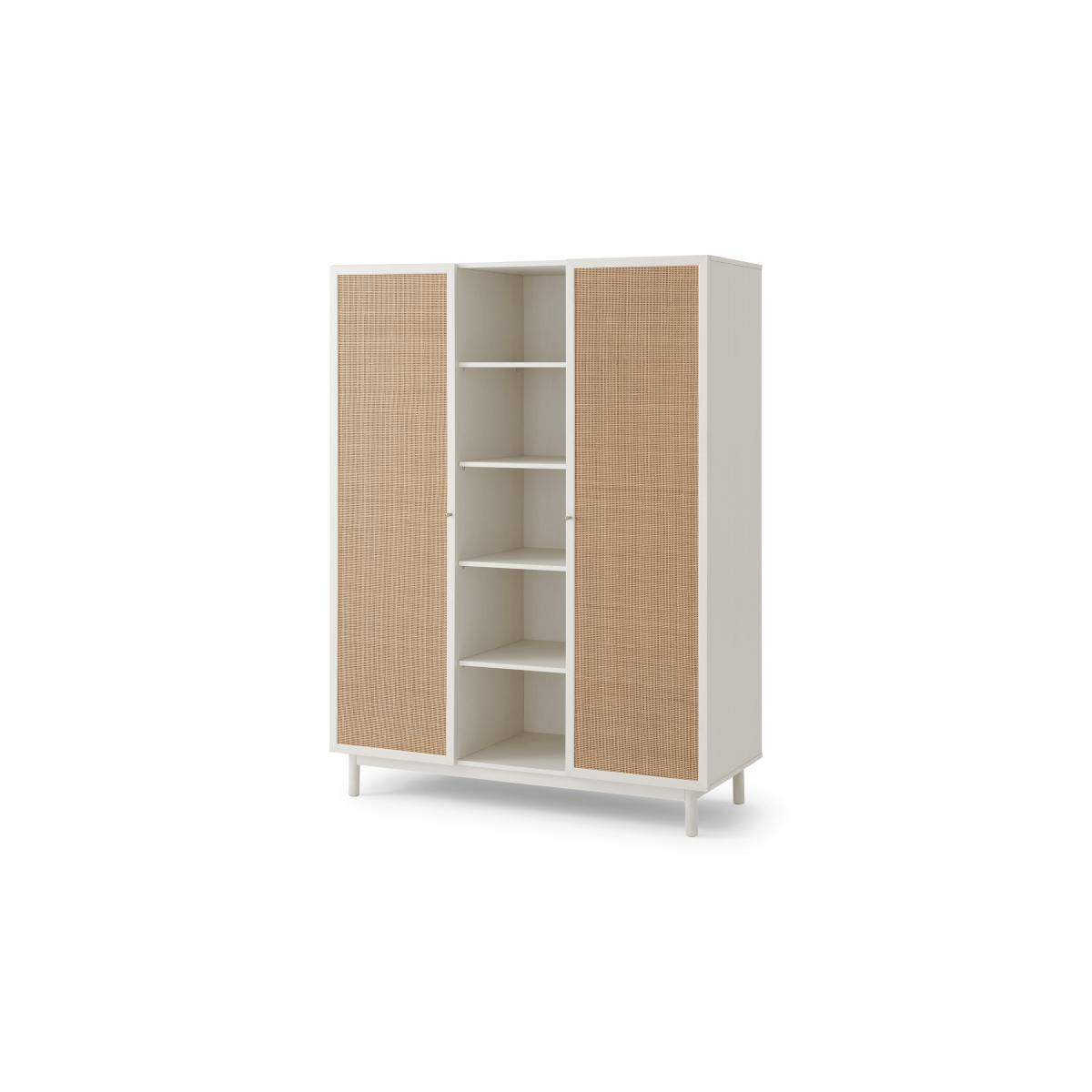 Pavia Triple Wardrobe, Natural Rattan & White Oak Effect – image 3