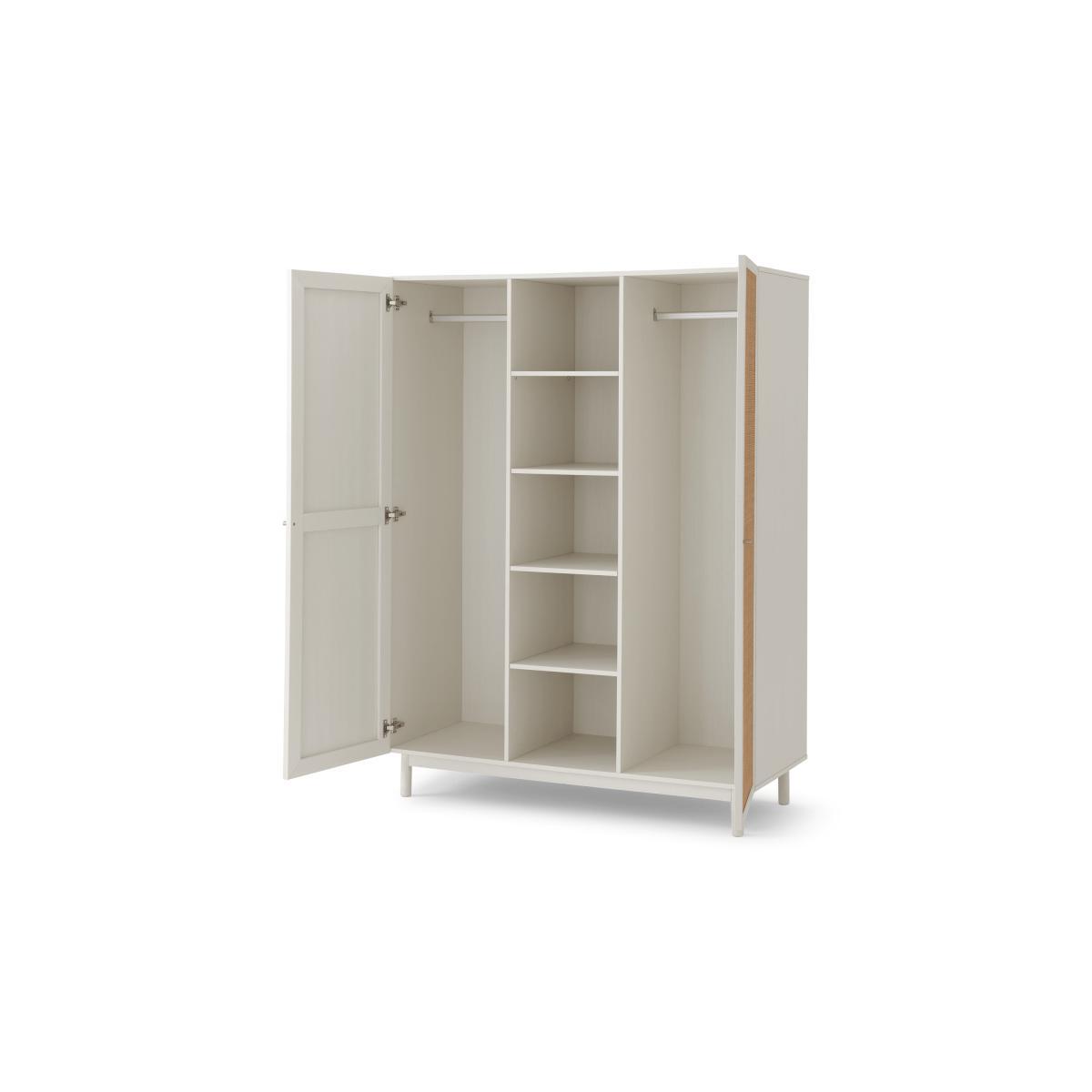 Pavia Triple Wardrobe, Natural Rattan & White Oak Effect – image 7