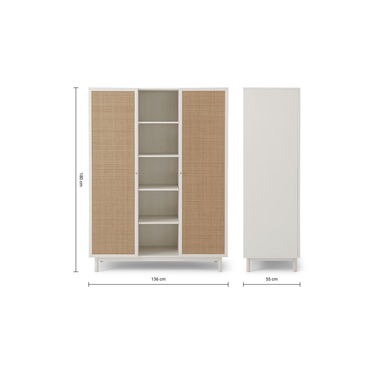 Pavia Triple Wardrobe, Natural Rattan & White Oak Effect – image 9