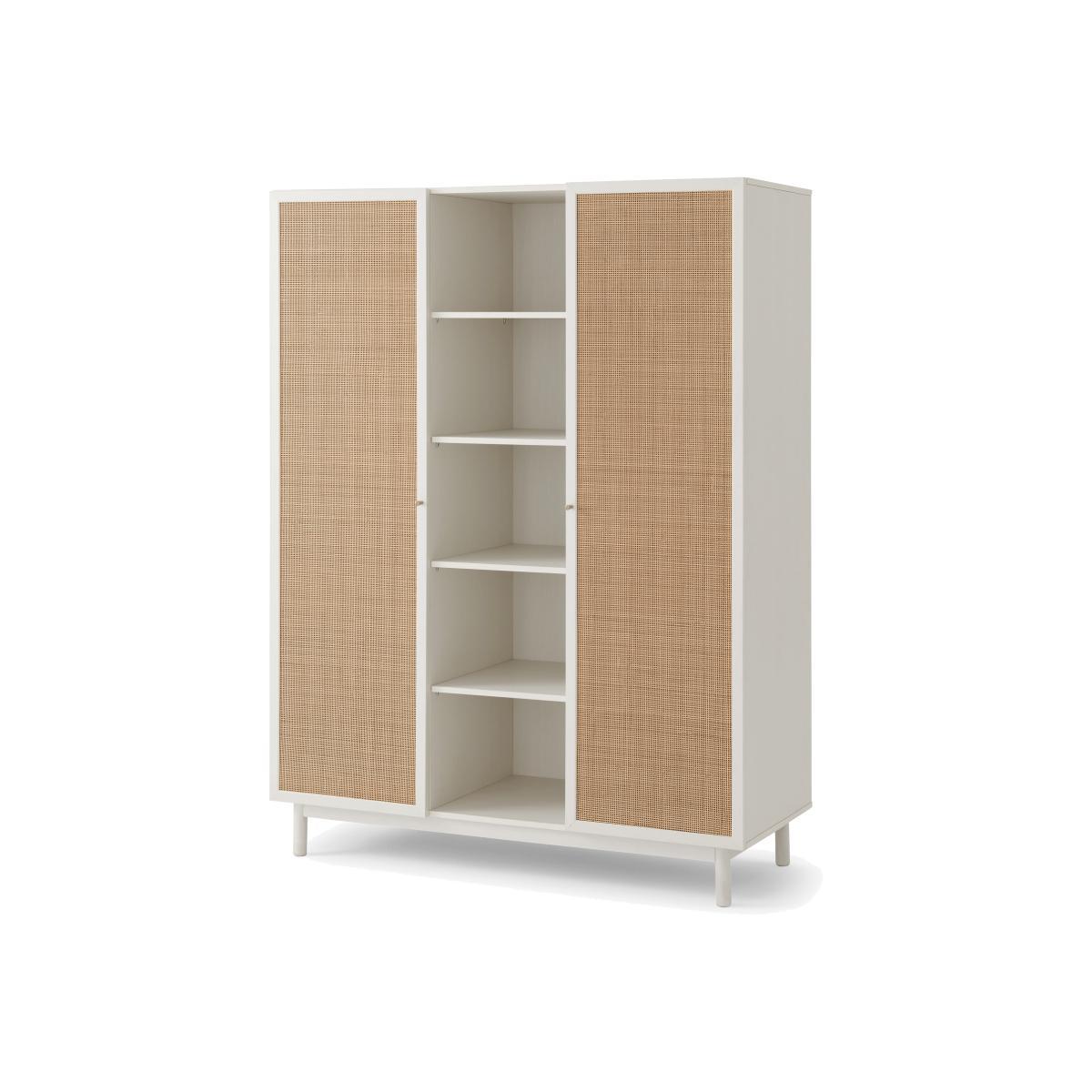 Pavia Triple Wardrobe, Natural Rattan & White Oak Effect – image 1