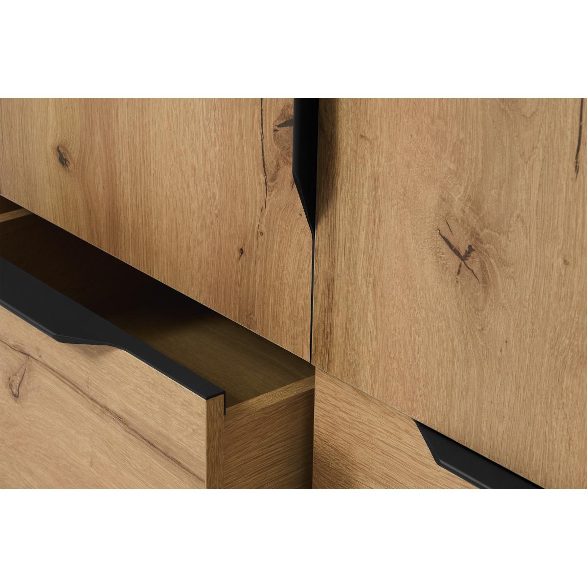 Damien Triple Wardrobe, Distressed Oak Effect & Black – image 9