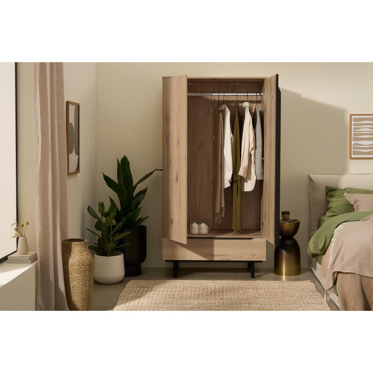 Damien Wardrobe, Oak Effect & Black – image 5