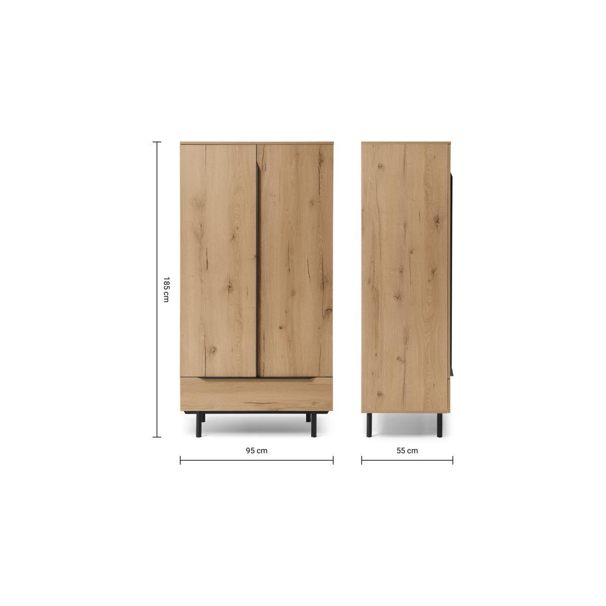 Damien Wardrobe, Oak Effect & Black – image 10