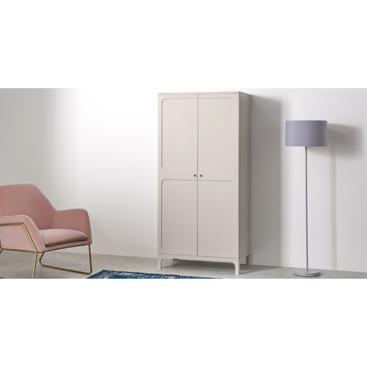 Bromley Double Wardrobe, Warm Grey & Brass Handle – image 3