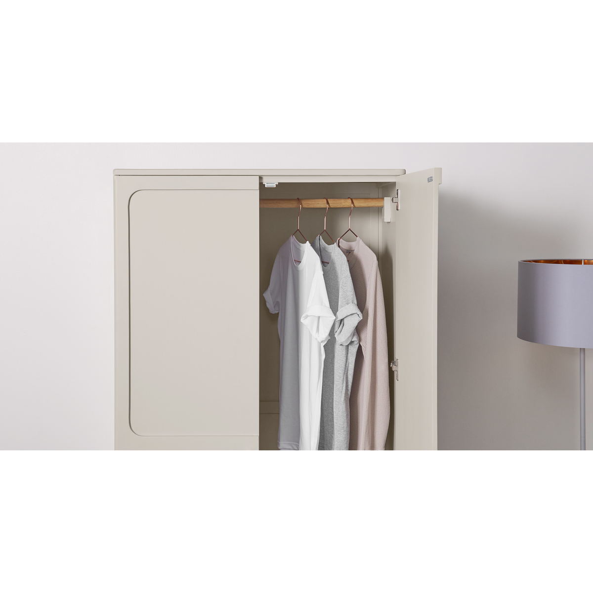Bromley Double Wardrobe, Warm Grey & Brass Handle – image 4