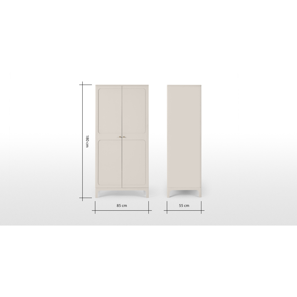 Bromley Double Wardrobe, Warm Grey & Brass Handle – image 7