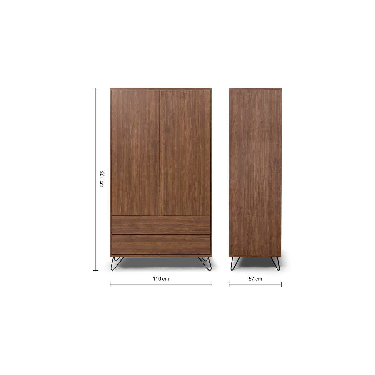 Elona Wardrobe, Walnut Effect & Black – image 9