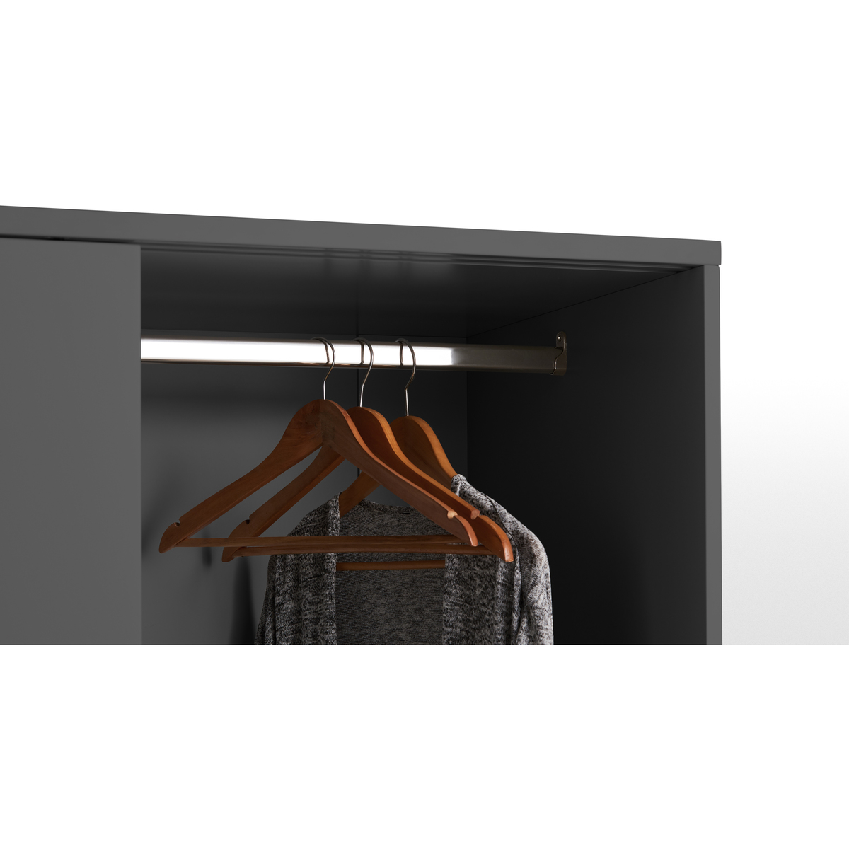 Elona Sliding Wardrobe, Charcoal & Brass – image 6