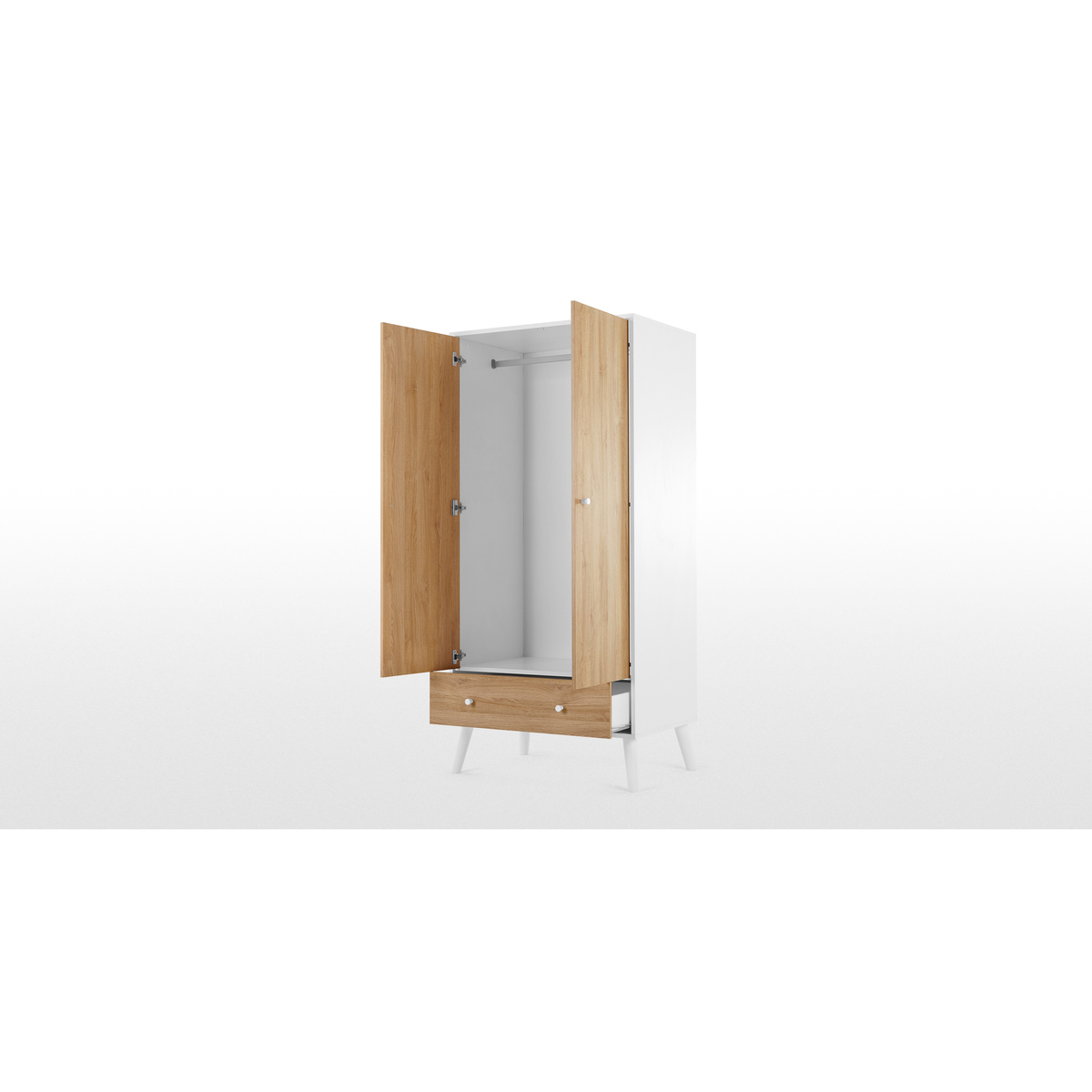 MADE Essentials Larsen Double Wardrobe, Oak Effect & White – image 4
