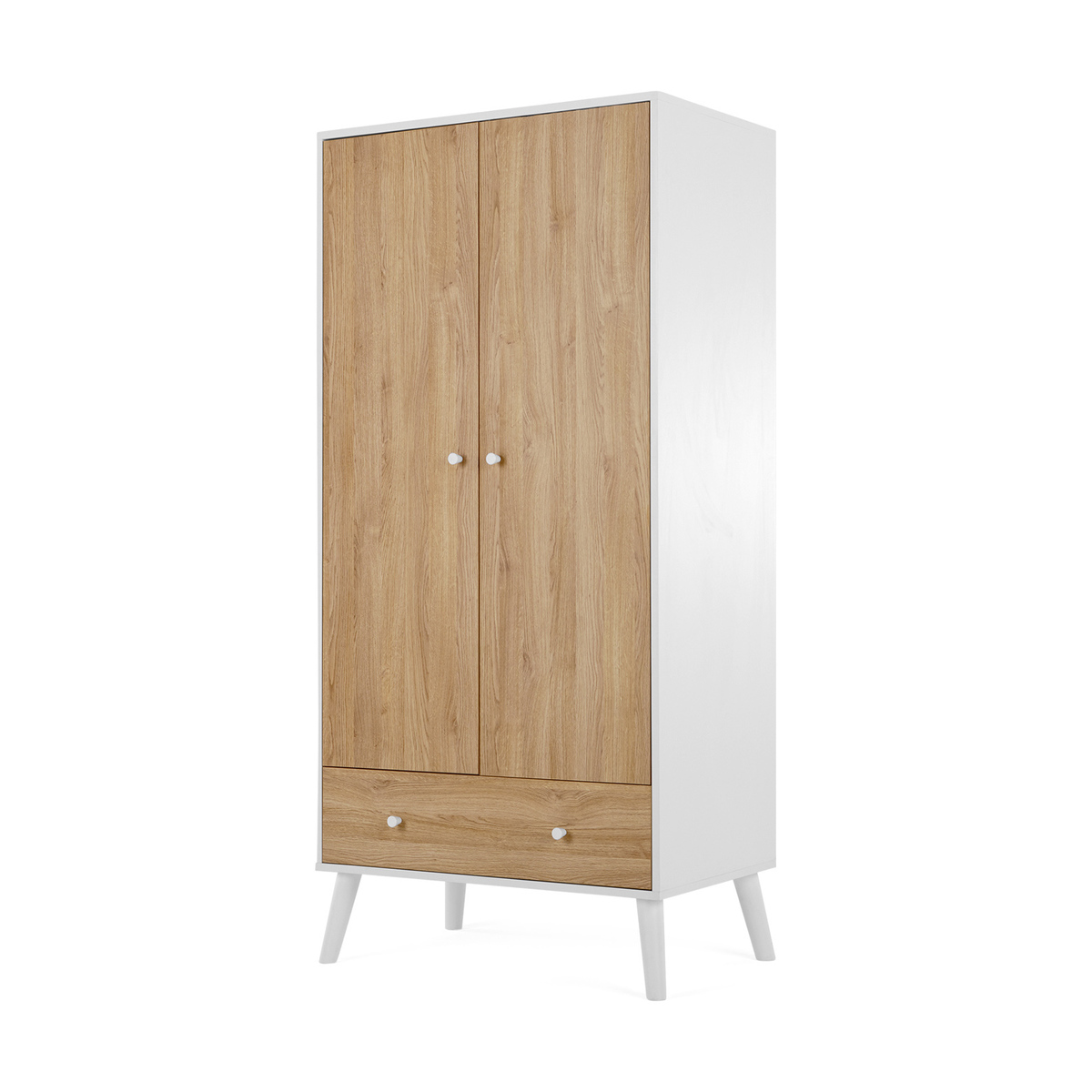 MADE Essentials Larsen Double Wardrobe, Oak Effect & White – image 1