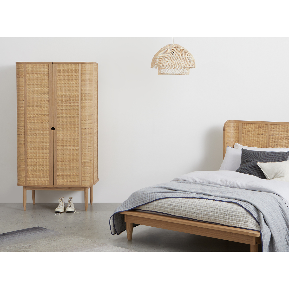 Liana Double Wardrobe, Ash & Rattan – image 3