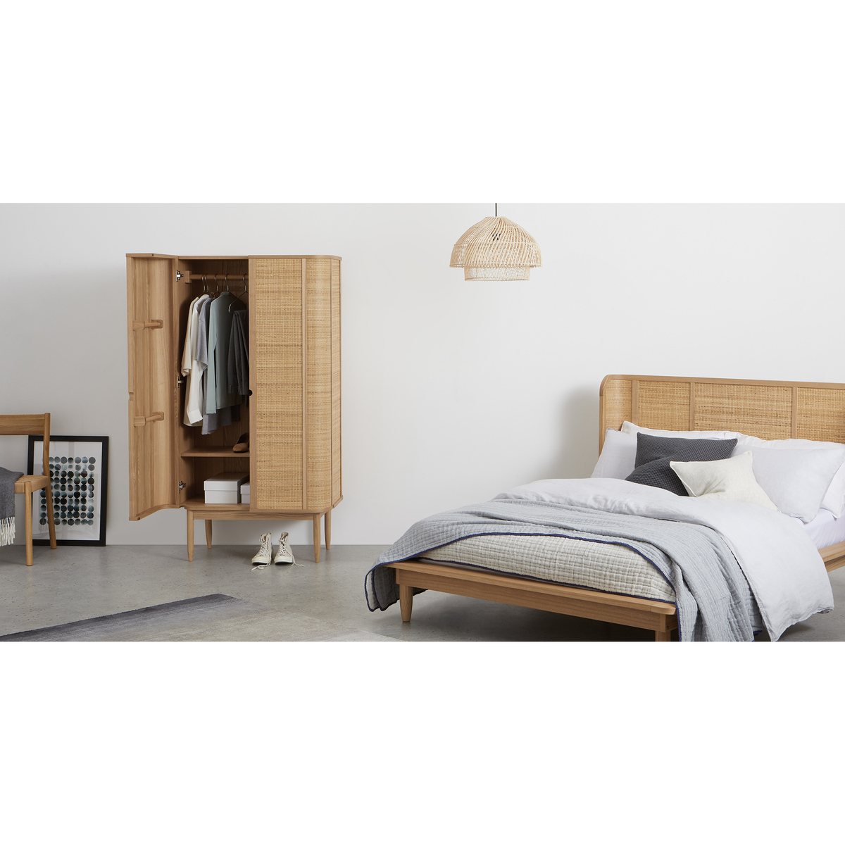 Liana Double Wardrobe, Ash & Rattan – image 6