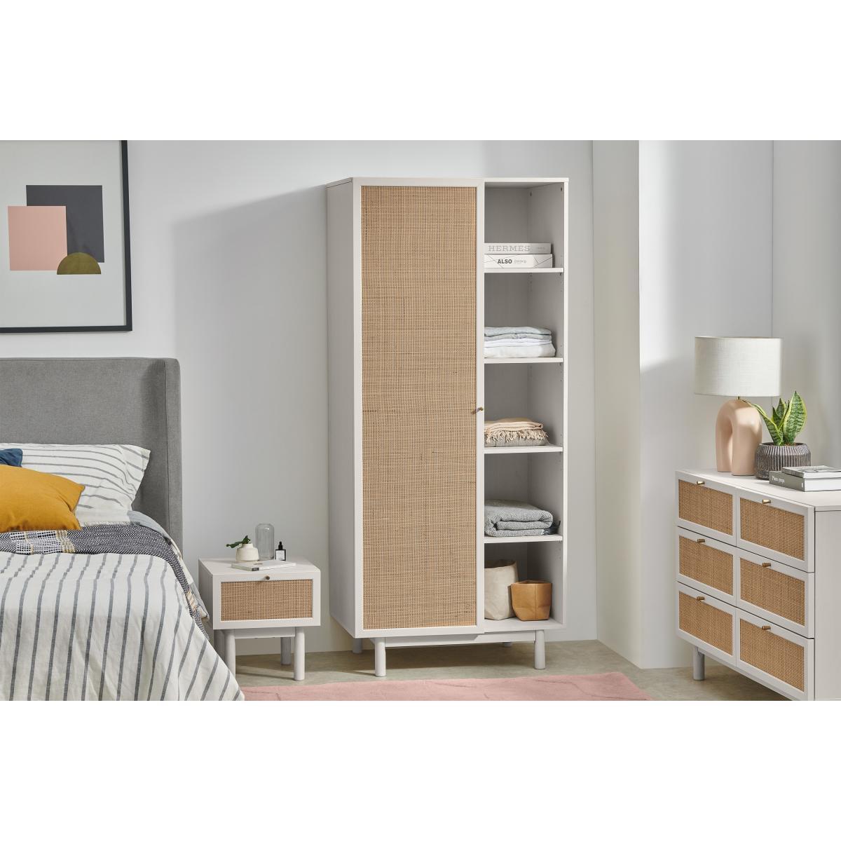 Pavia Double Wardrobe, Natural Rattan & White-Washed Oak Effect – image 4