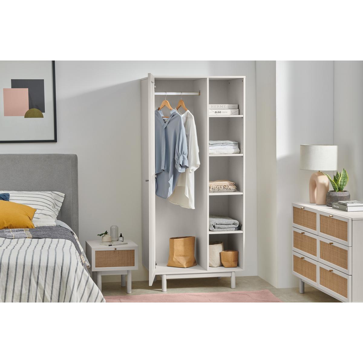 Pavia Double Wardrobe, Natural Rattan & White-Washed Oak Effect – image 5