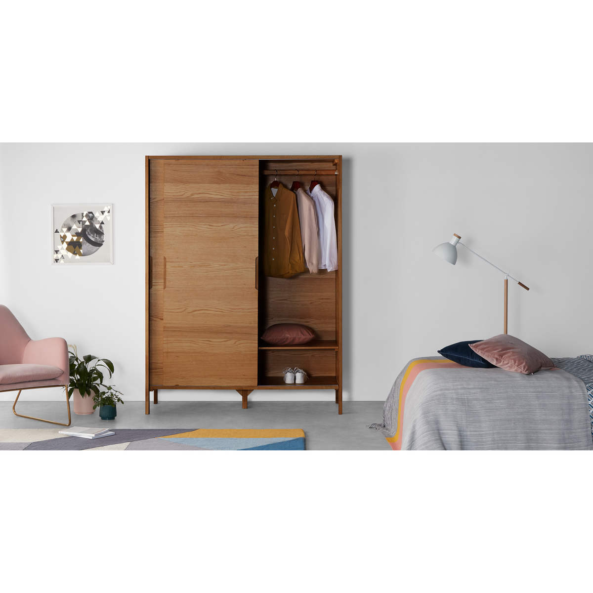 Ledger Sliding Wardrobe, Dark Stain Ash – image 6