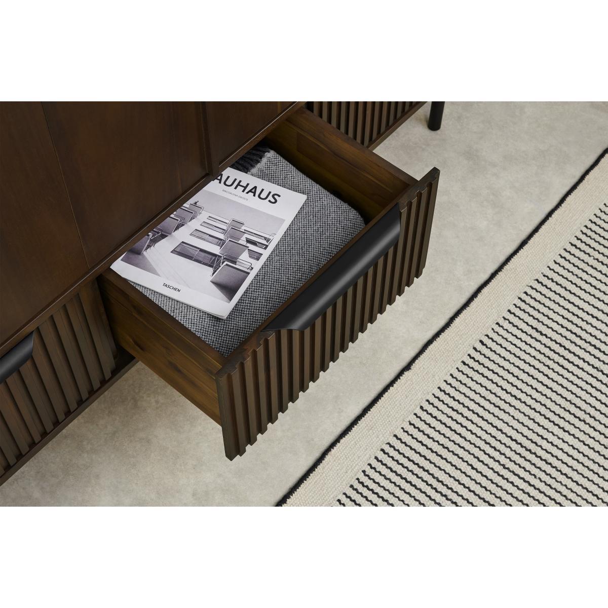 Anwick Triple Wardrobe, Dark Stain Acacia & Black – image 6