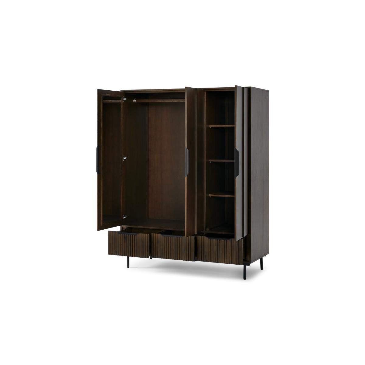 Anwick Triple Wardrobe, Dark Stain Acacia & Black – image 7
