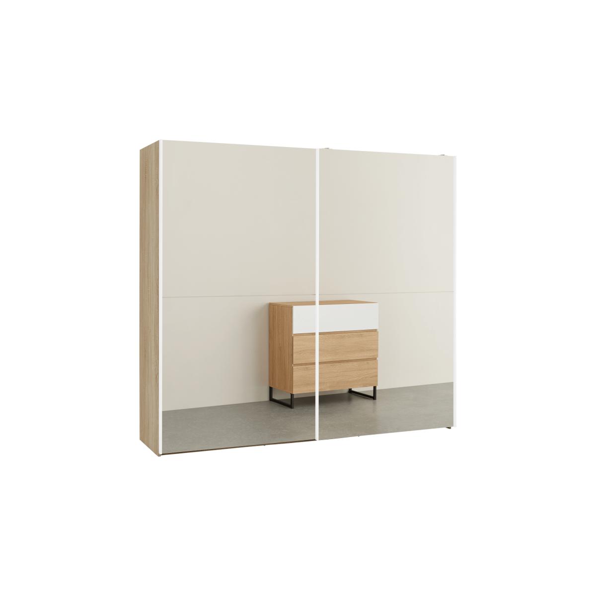 Elso Sliding Wardrobe 240cm, Oak Frame with Mirror Doors – image 2