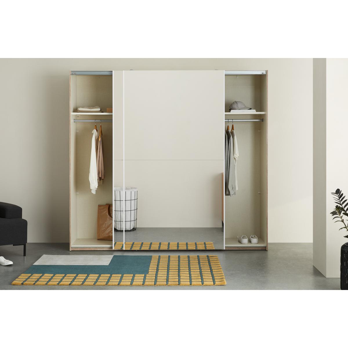 Elso Sliding Wardrobe 240cm, Oak Frame with Mirror Doors – image 3