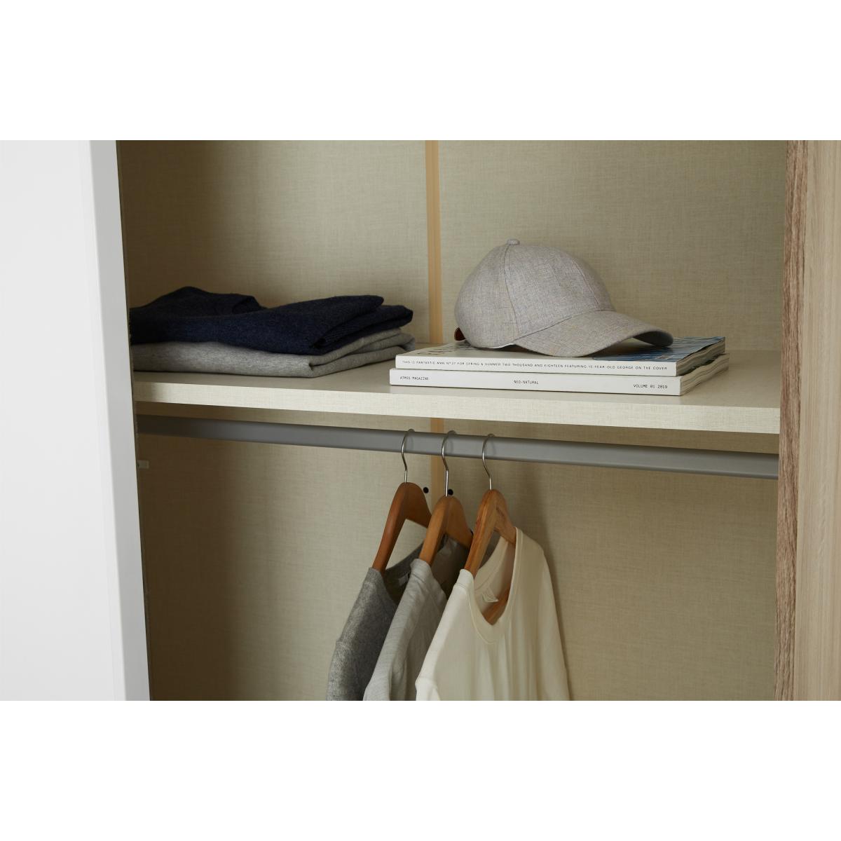 Elso Sliding Wardrobe 240cm, Oak Frame with Mirror Doors – image 6