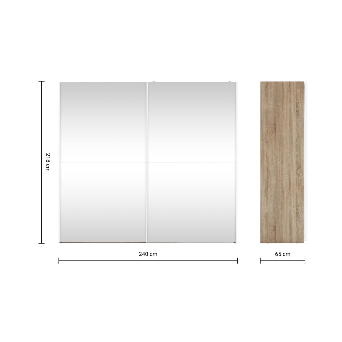 Elso Sliding Wardrobe 240cm, Oak Frame with Mirror Doors – image 8