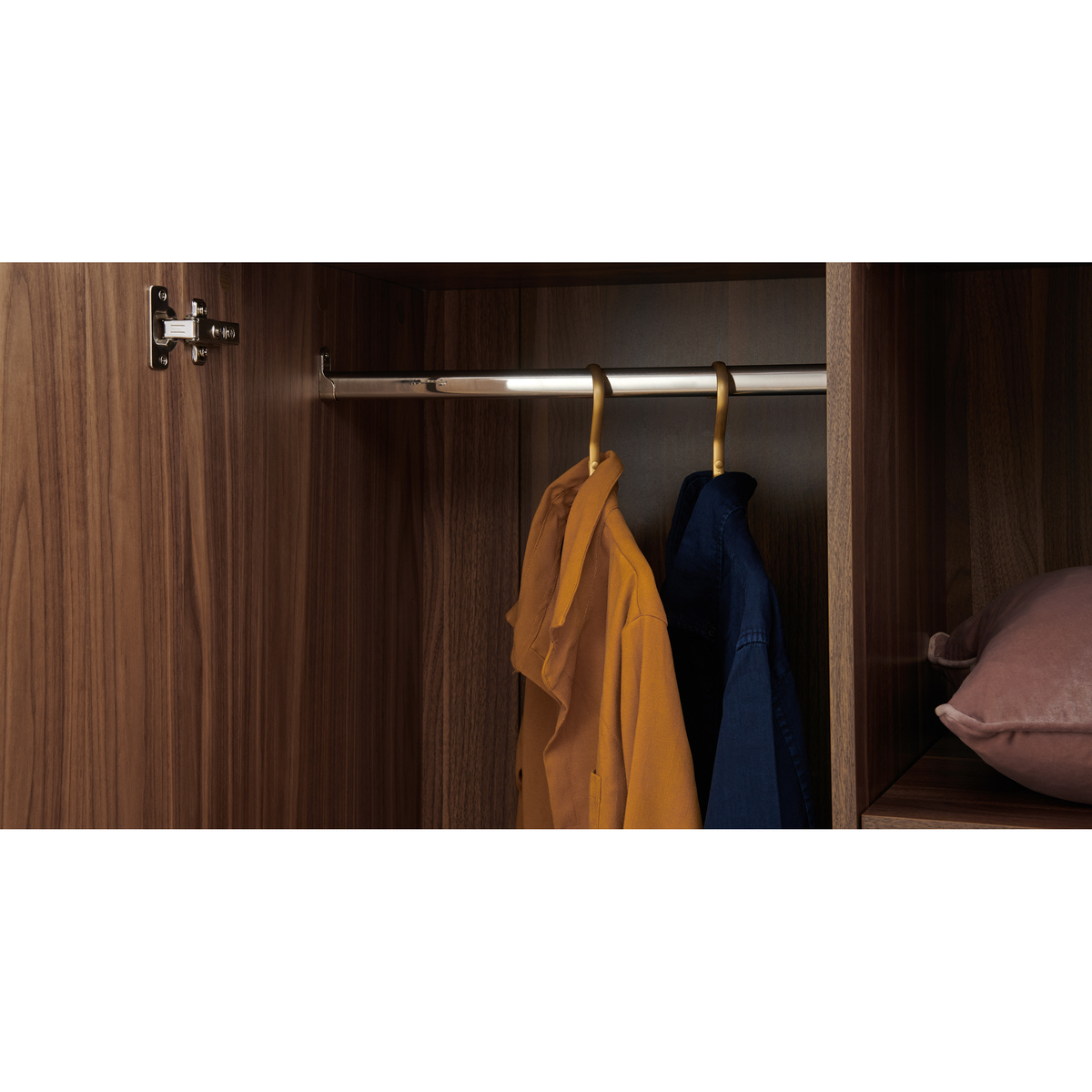 Keaton 3 Door Wardrobe, Walnut & Brass – image 5